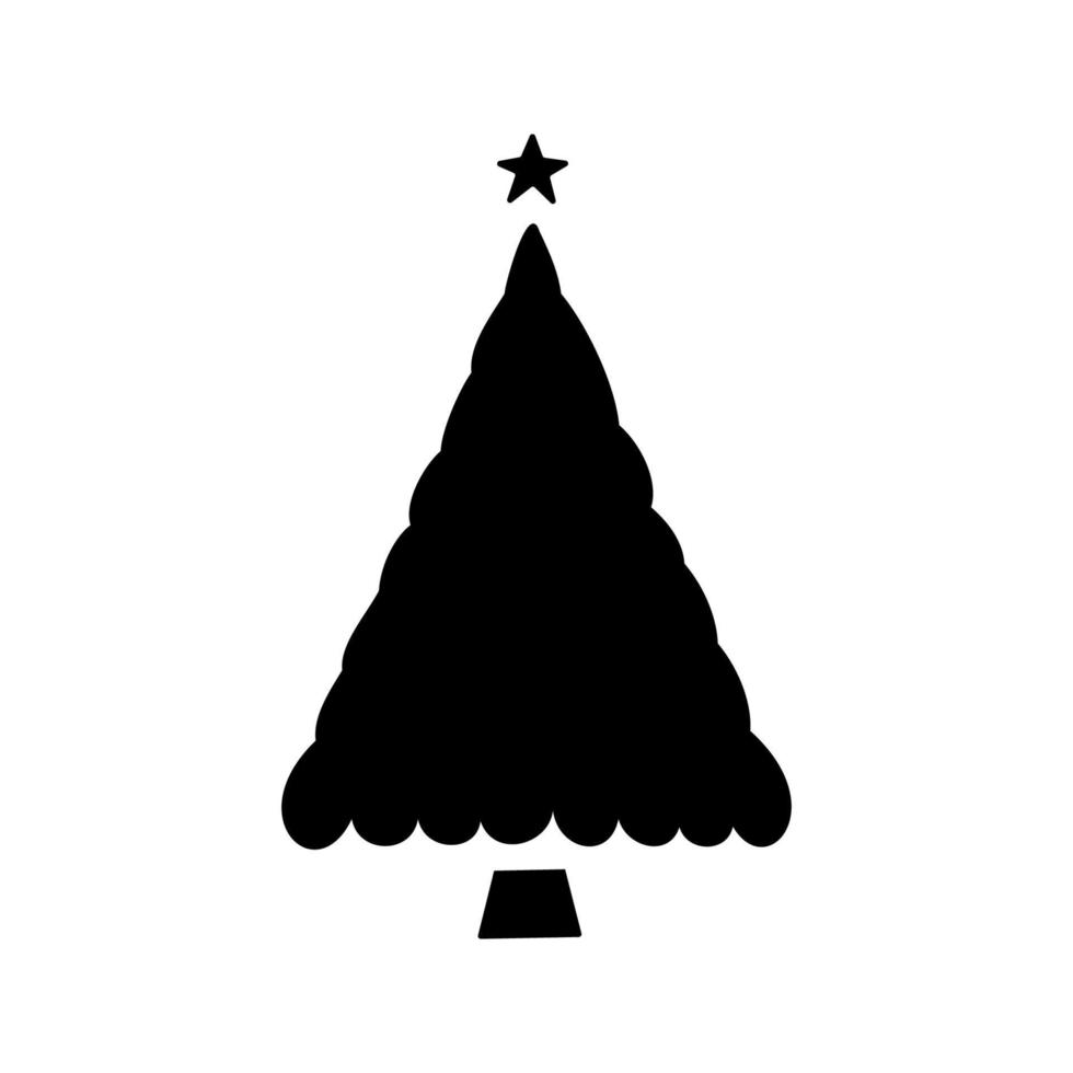 flache handgezeichnete weihnachtsbaum-silhouette-illustration vektor