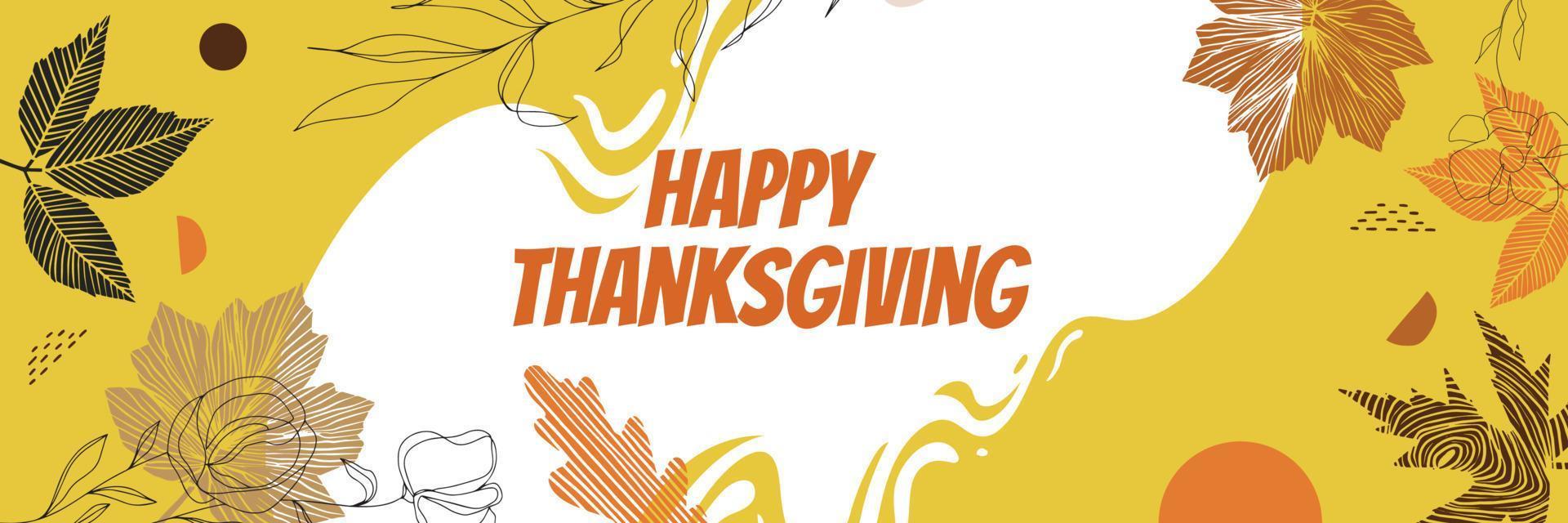 handgezeichnete flache Thanksgiving-Twitter-Header-Vorlage vektor