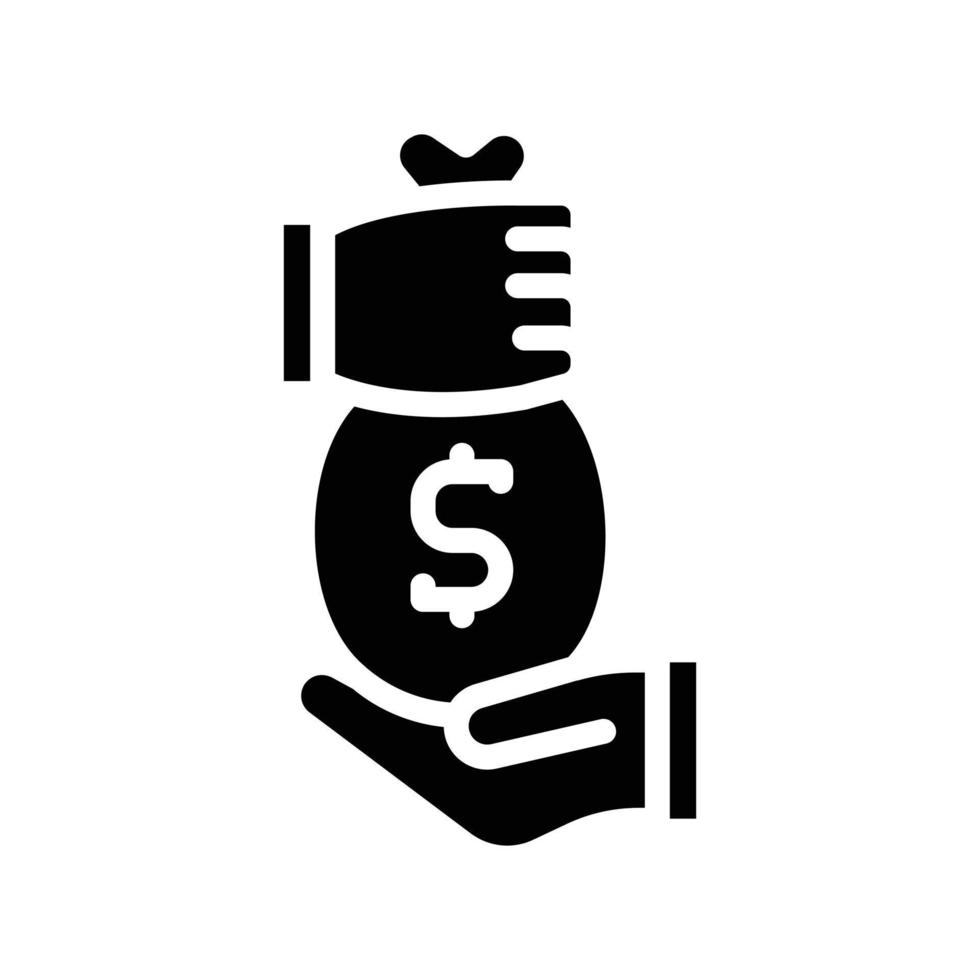 Abbildung Vektorsymbol Glyphe, solide, Silhouette, verdienen, Münze, Gold, Hand, Transaktion, Geld. vektor