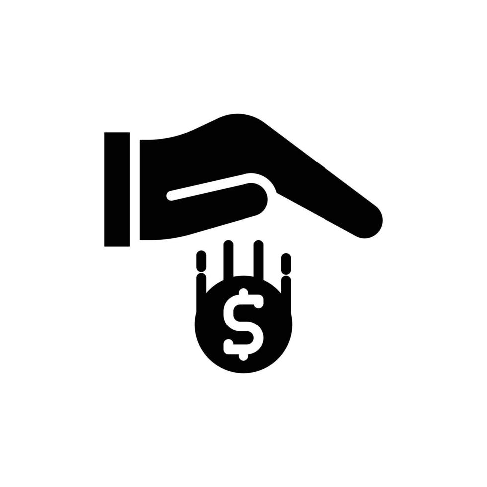 Abbildung Vektorsymbol Glyphe, solide, Silhouette, verdienen, Münze, Gold, Hand, Transaktion, Geld. vektor
