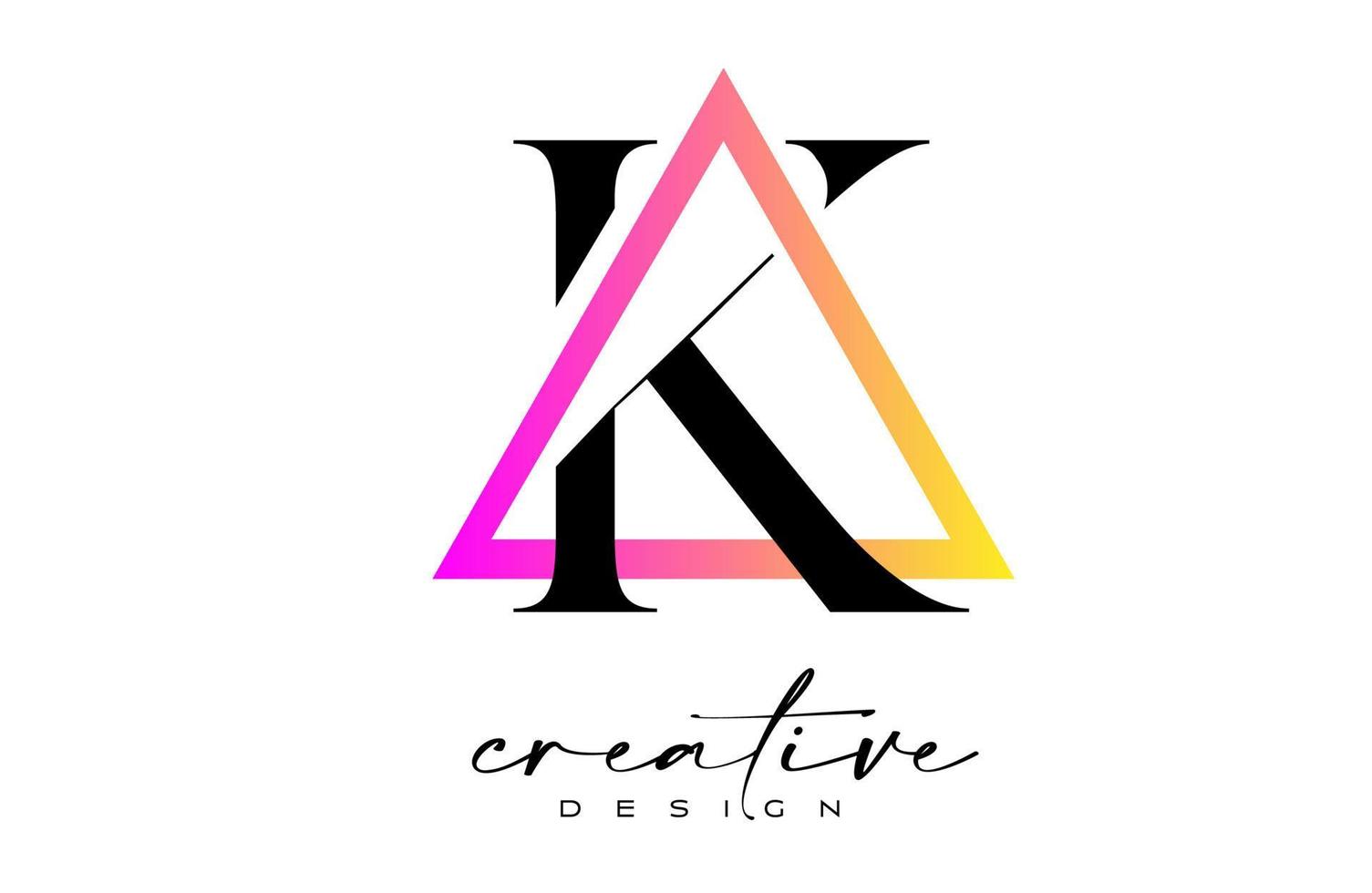 buchstabe k logo in einem dreieck mit kreativem schnittdesign. vektor