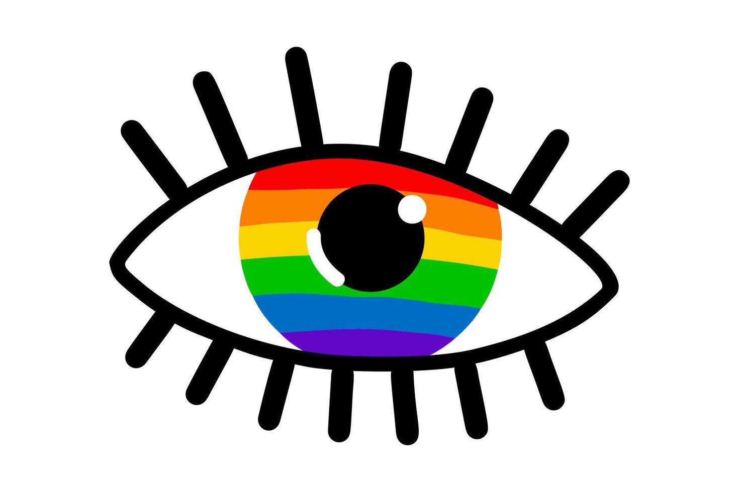 öga silhuett i regnbåge Färg. HBTQ stolthet månad logotyp. vektor platt illustration.