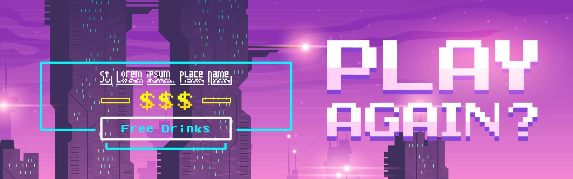 Spielen Sie noch einmal Pixel-Art-Cartoon-Web-Banner für das Spiel vektor