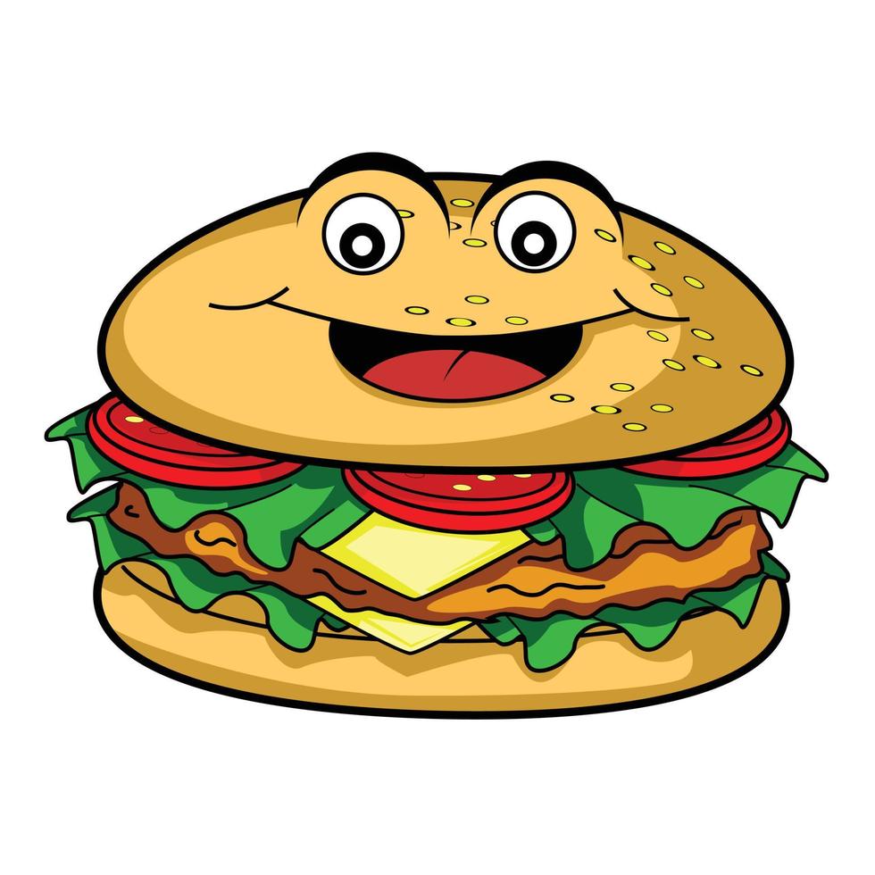 Burger-Cartoon-Illustration vektor