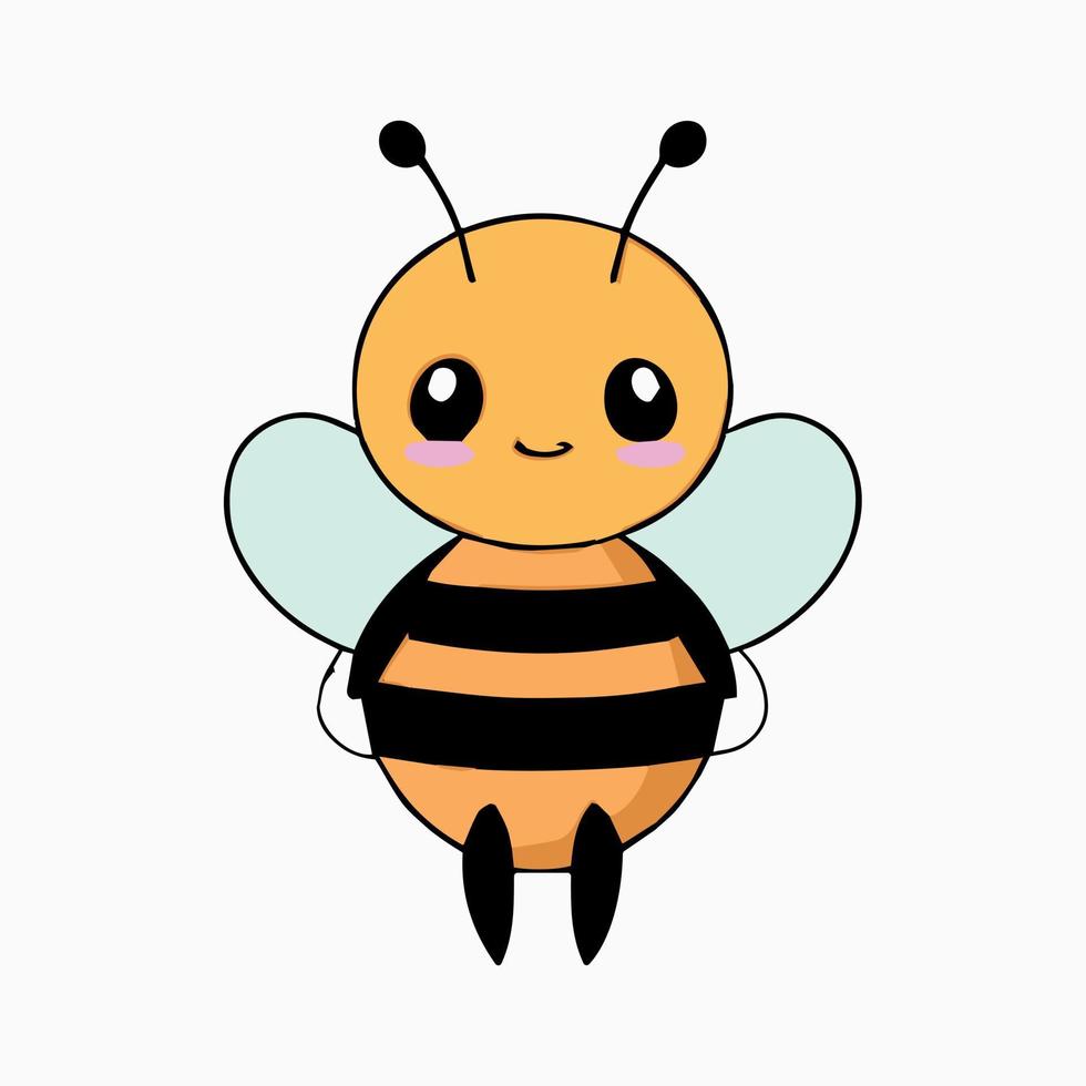 entzückende niedliche babybienenillustration, kawaii vektorzeichenstil. vektor