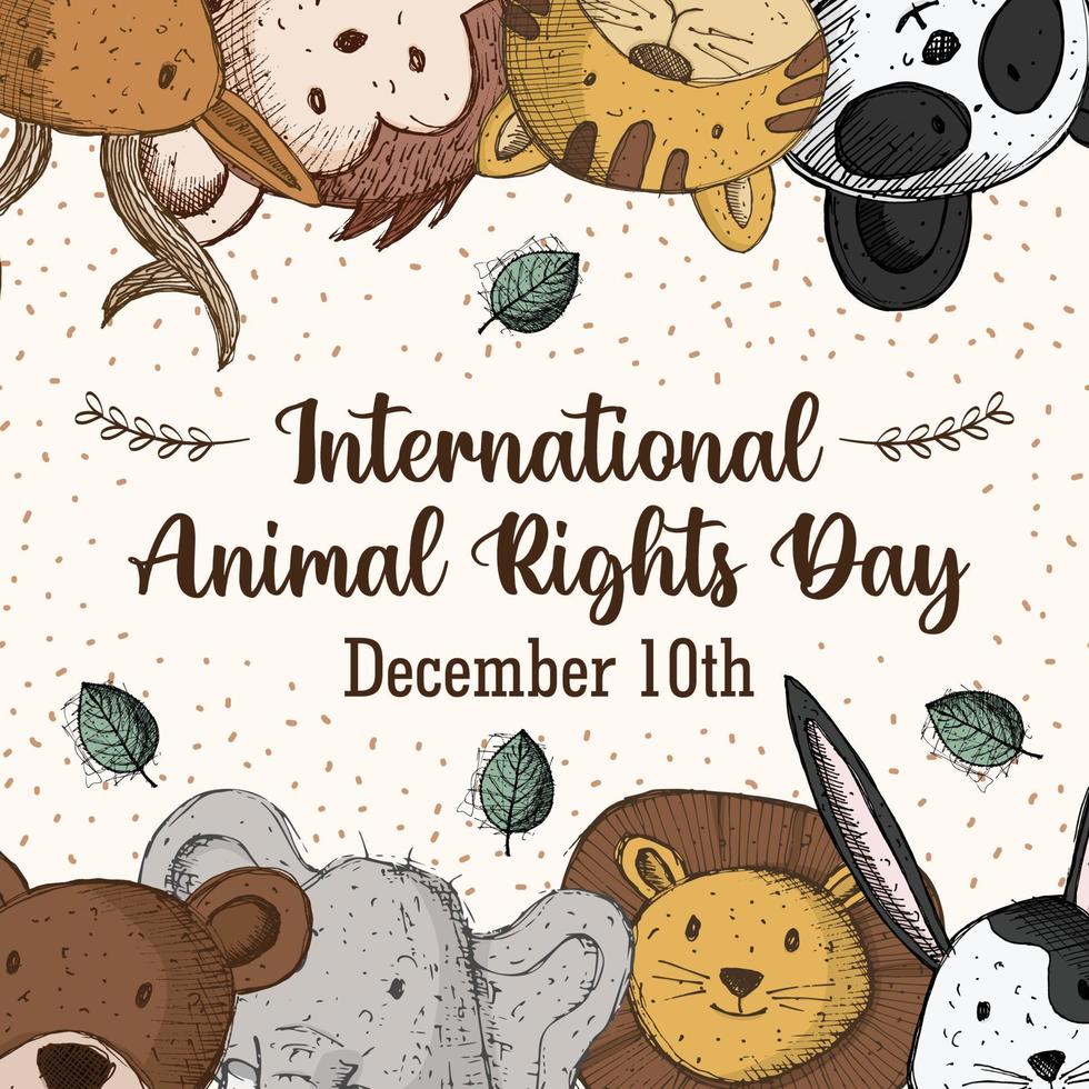 hand teckning internationell djur- rättigheter dag baner vektor