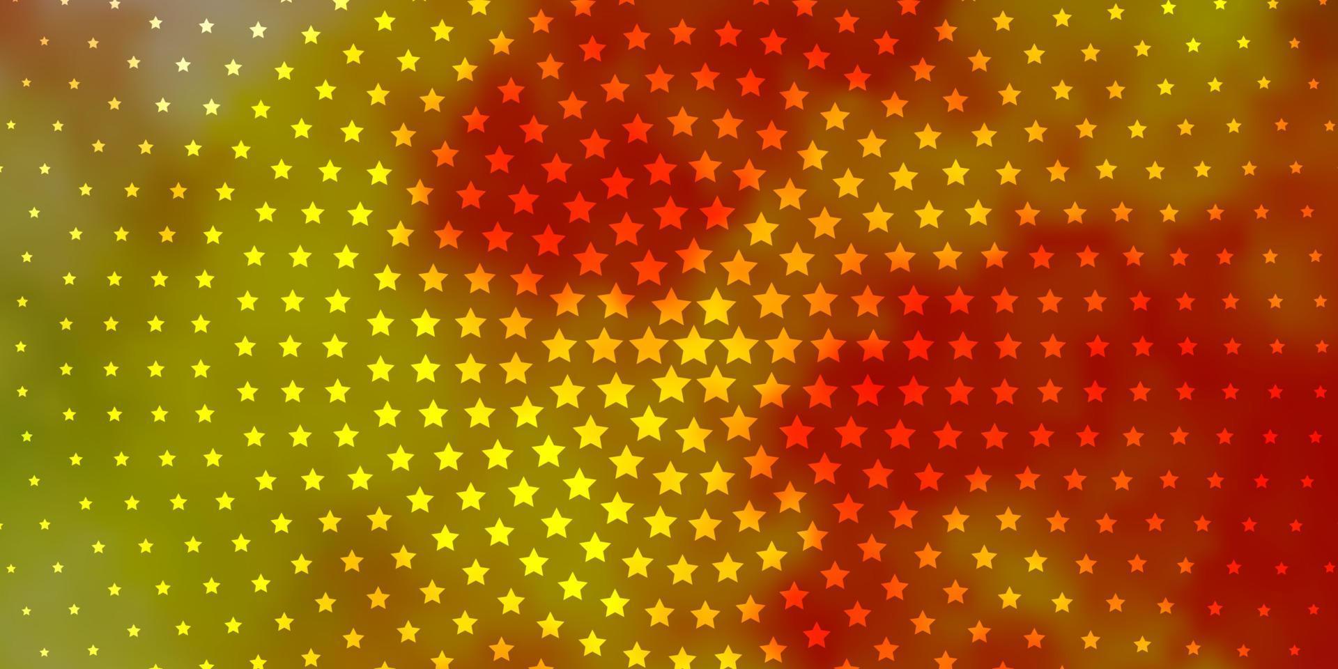 hellrosa, gelber Vektorhintergrund mit bunten Sternen. vektor