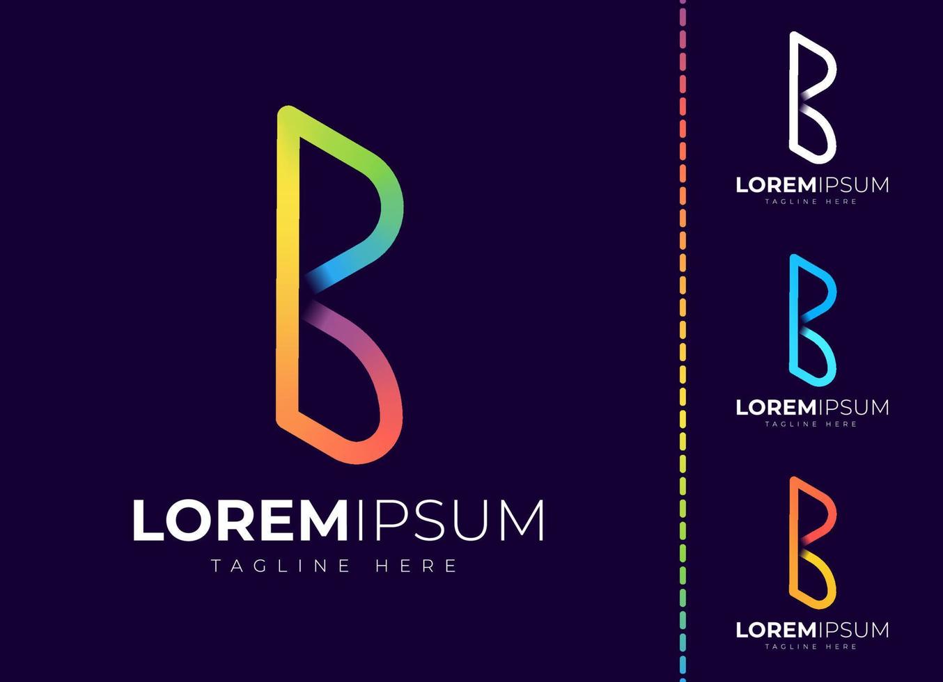 bokstaven b logotyp formgivningsmall. kreativ modern trendig b typografi och färgglad gradient vektor