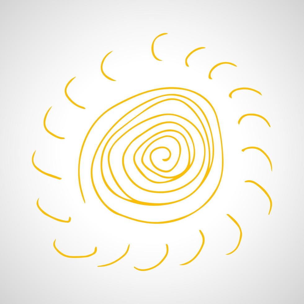 hand dragen Sol. enkel skiss Sol. sol- symbol. gul klotter isolerat på vit bakgrund. vektor illustration.