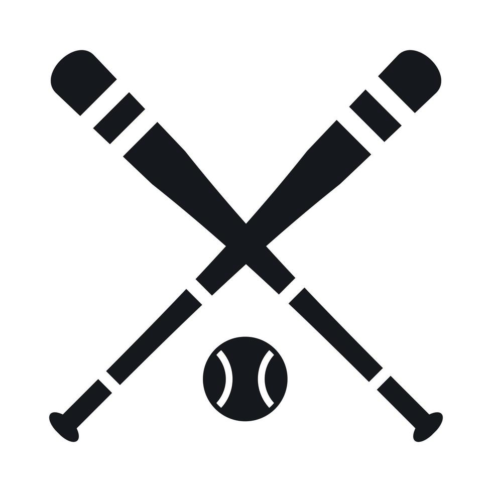 Baseballschläger und Ball-Symbol, einfacher Stil vektor