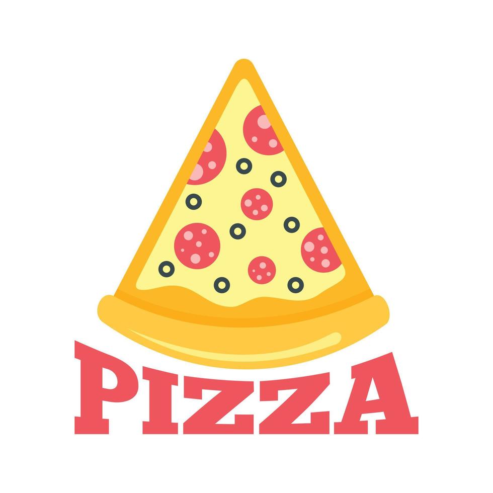 Pizza-Salami-Slice-Logo, flacher Stil vektor