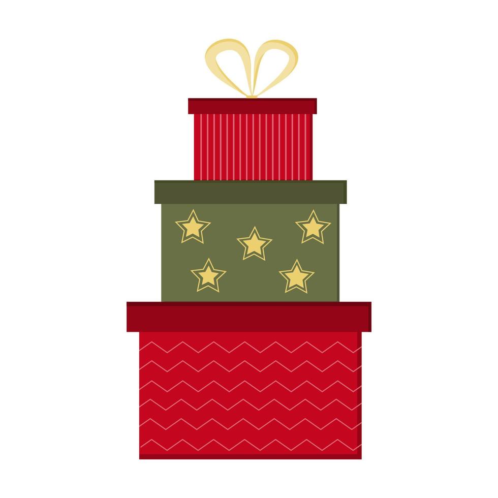 süßes helles modernes geschenk zum geburtstag, neujahr, weihnachten. farbige Geschenkboxen mit Bändern. Urlaubsgruß. vektor
