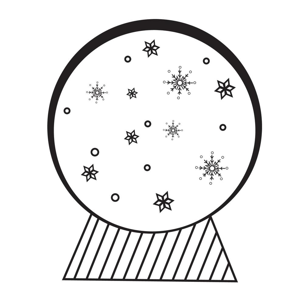 Schneekugel im Doodle-Stil. einfaches Winterelement. Schneefall im Globus. vektor