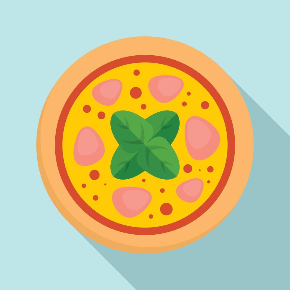 salami kött pizza ikon, platt stil vektor