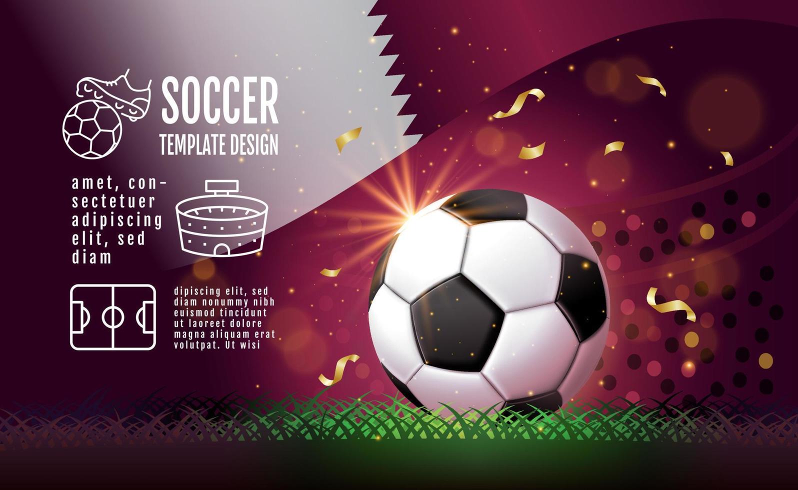 Fußball-Layout-Template-Design, Fußball, lila Magenta-Ton, Sport-Hintergrund vektor