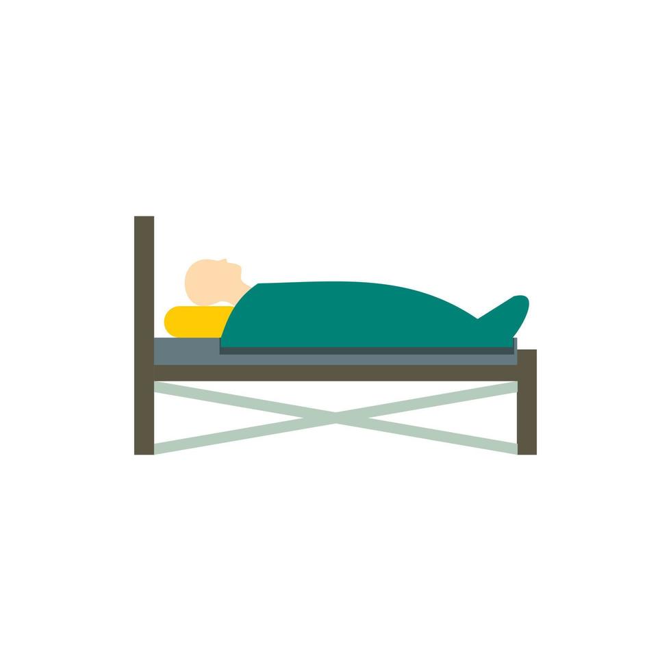 patient i säng ikon, platt stil vektor