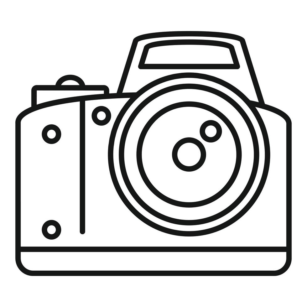 professionell kamera ikon, översikt stil vektor