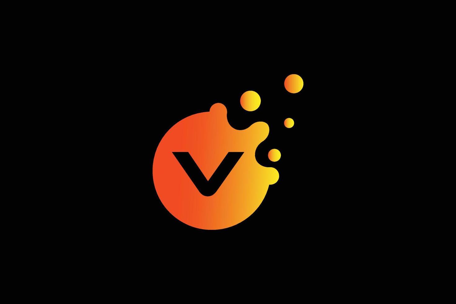 Buchstabe V-Logo. v Briefdesignvektor mit Punktvektorillustration. buchstabenmarkenlogo mit orange und gelbem verlauf. vektor