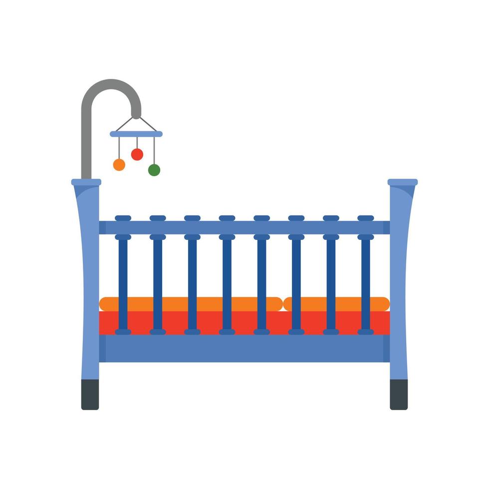 bebis spjälsäng ikon, platt stil vektor