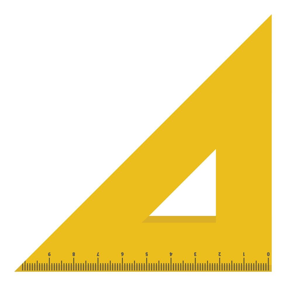 gelbes dreieckiges Lineal-Symbol, flacher Stil. vektor