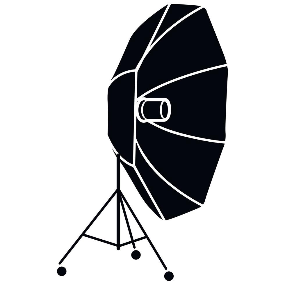 studio blixt med paraply ikon i enkel stil vektor