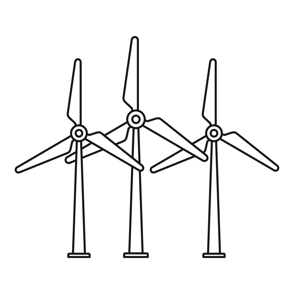 Symbol für Öko-Energie-Windkraftanlage, Umrissstil vektor