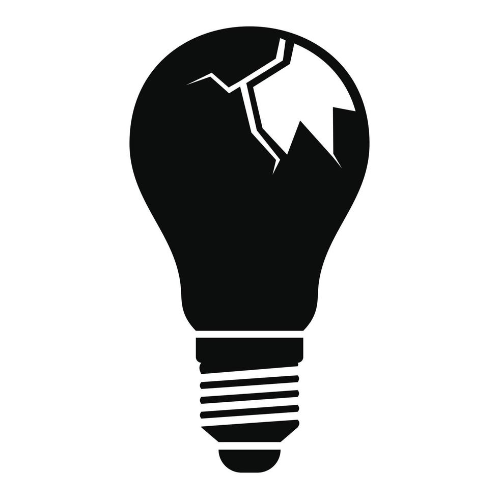bruten Glödlampa ikon, enkel stil vektor
