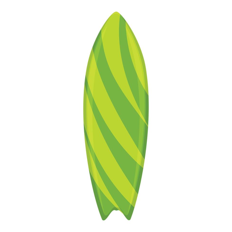 grön randig surfingbräda ikon, tecknad serie stil vektor