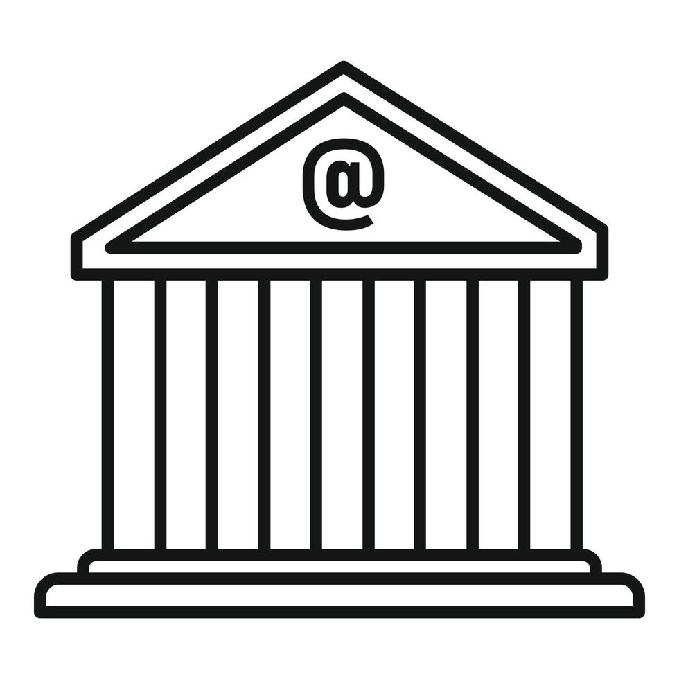 lån Bank byggnad ikon, översikt stil vektor