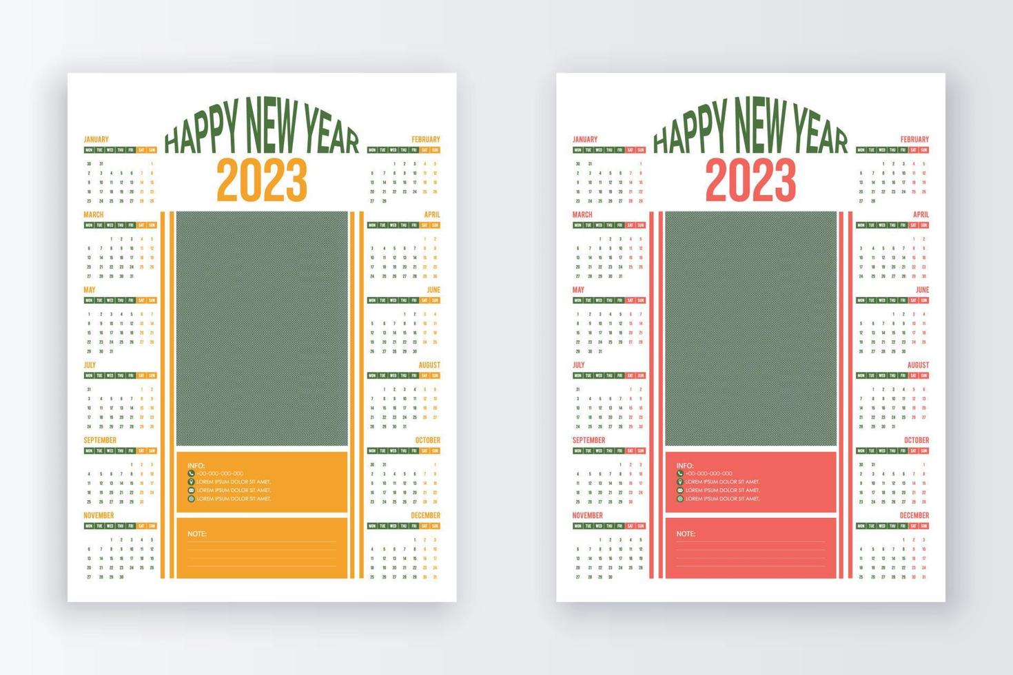 kalender för 2023. vägg kalender design 2023 år. vektor