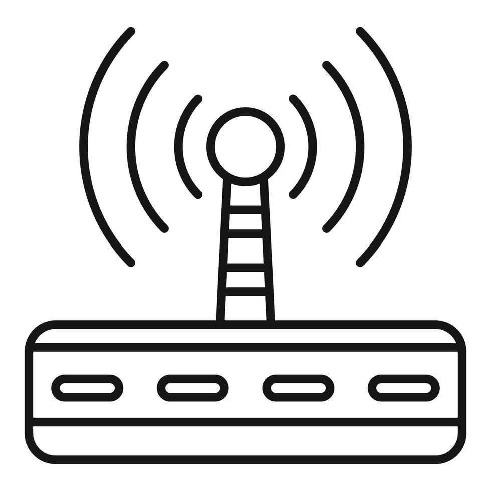 wiFi router strålning ikon, översikt stil vektor