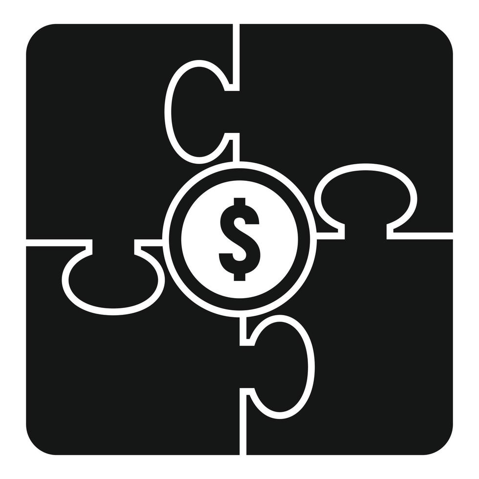 crowdfunding pussel ikon, enkel stil vektor
