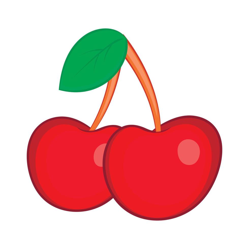 två körsbär ikon, tecknad serie stil vektor