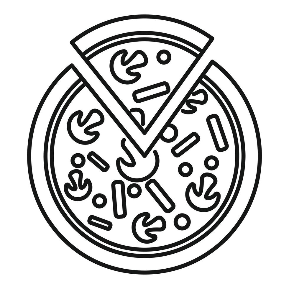svamp sås pizza ikon, översikt stil vektor