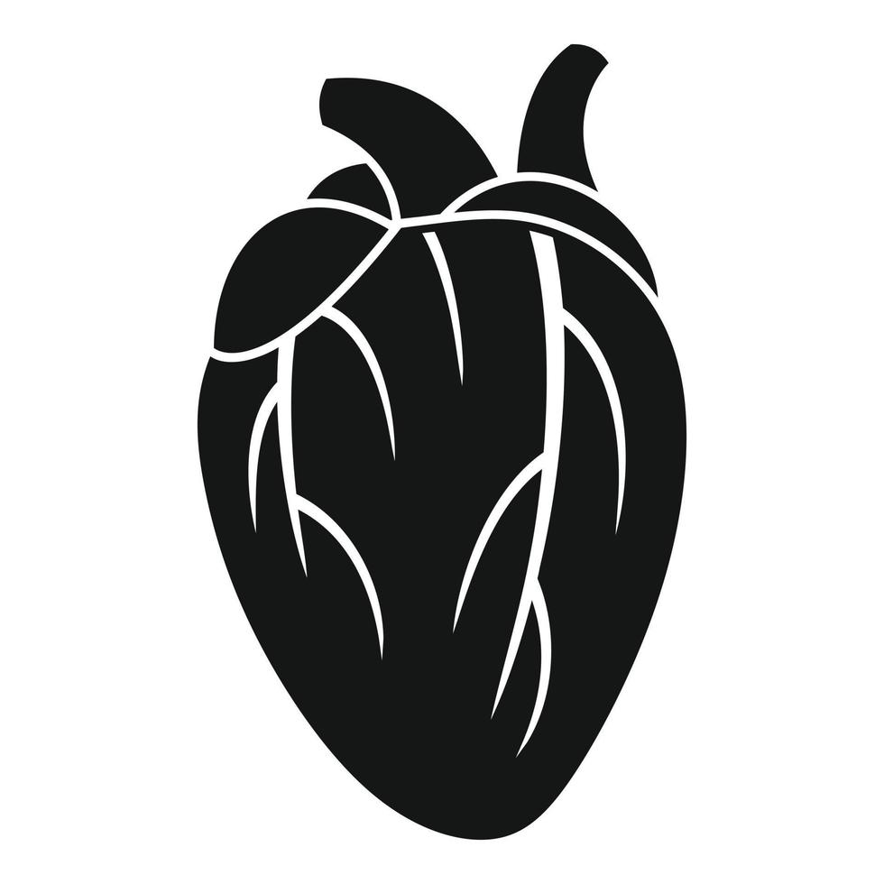mänsklig hjärta ikon, enkel stil vektor