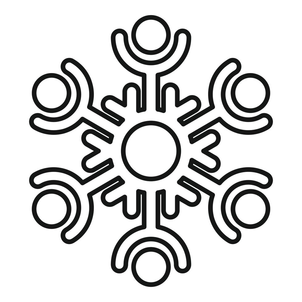 dekoratives Schneeflockensymbol, Umrissstil vektor