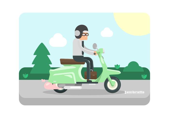 Mint Grön Lambretta med Rider Illustration vektor