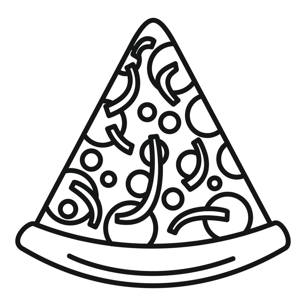 Hem pizza skiva ikon, översikt stil vektor