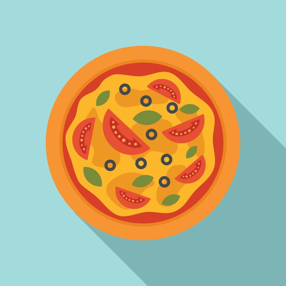 färsk tomat pizza ikon, platt stil vektor