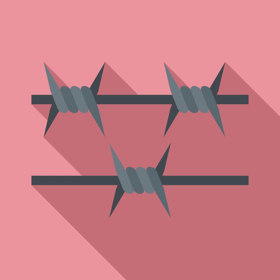 Gefängnis-Spike-Draht-Symbol, flacher Stil vektor