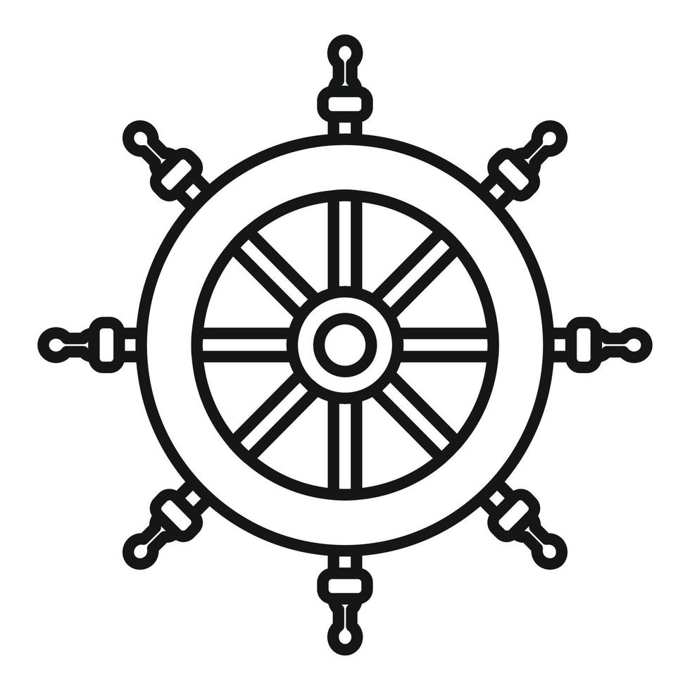 kryssning styrning hjul ikon, översikt stil vektor