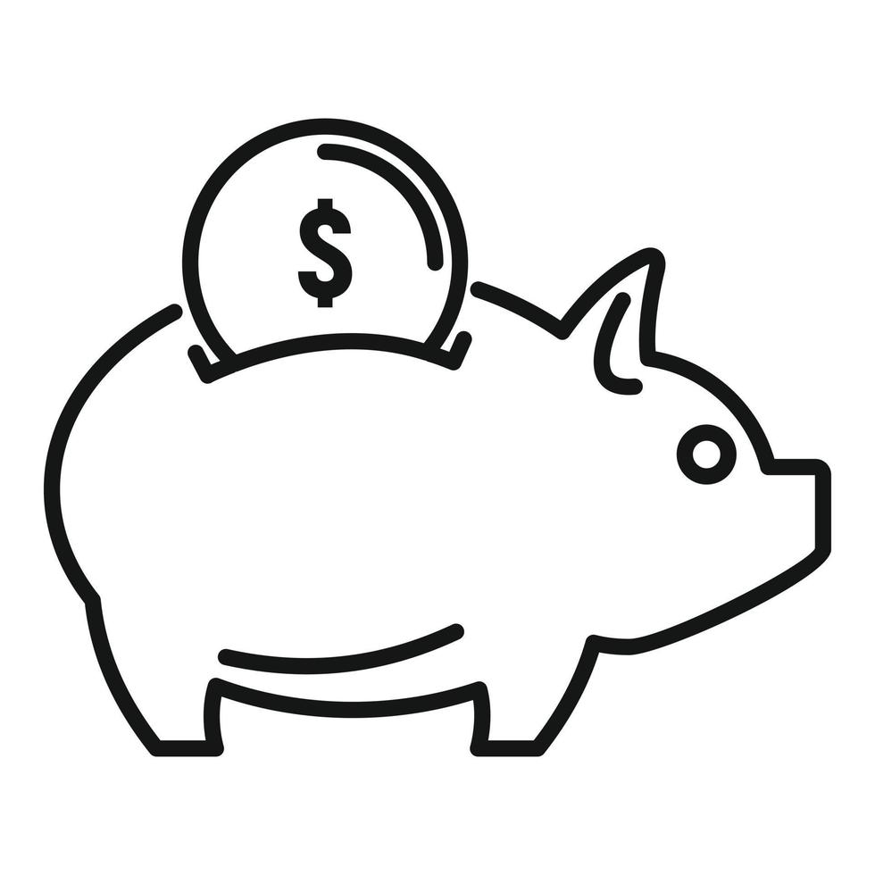 Crowdfunding-Sparschwein-Symbol, Umrissstil vektor