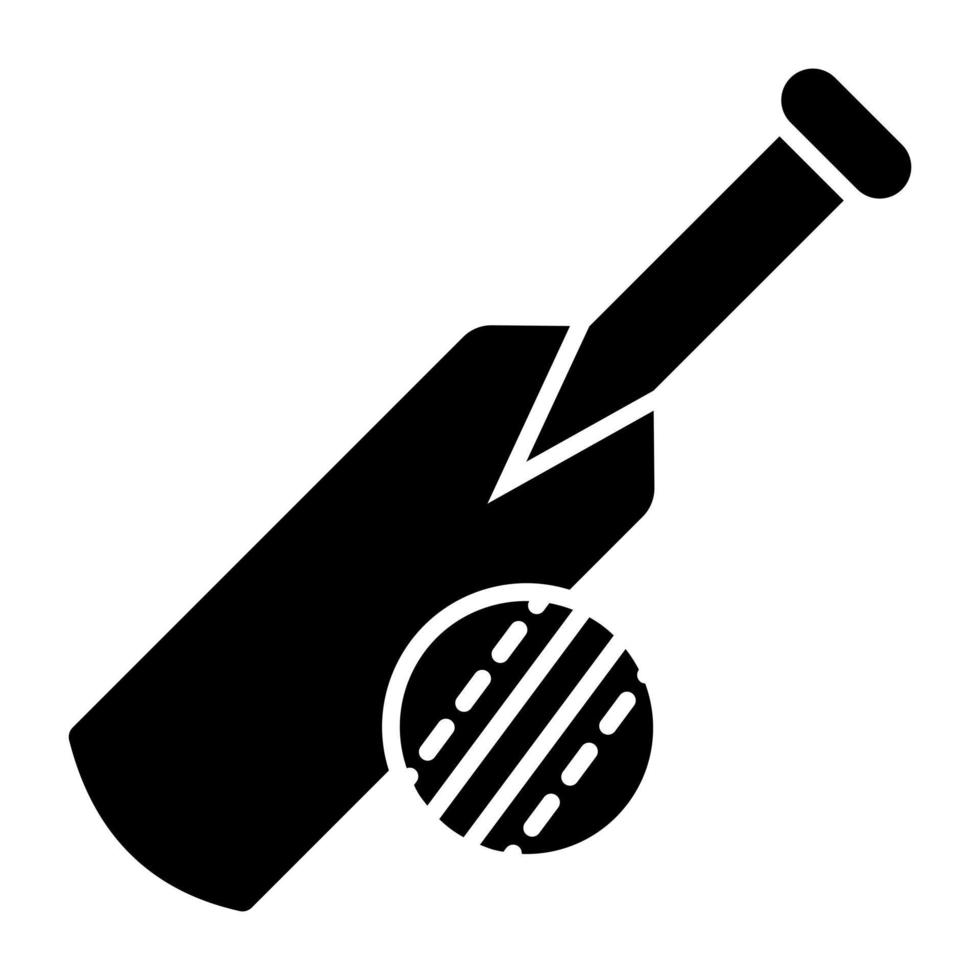 bat med boll, ikon av cricket vektor