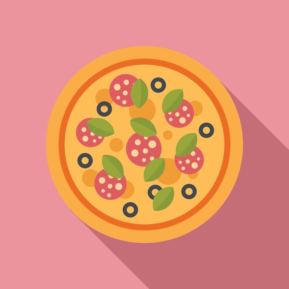 Runde frische Pizza-Ikone, flacher Stil vektor