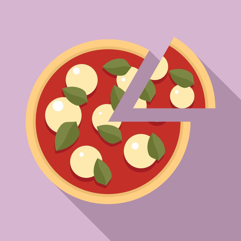 tomat mozzarella pizza ikon, platt stil vektor