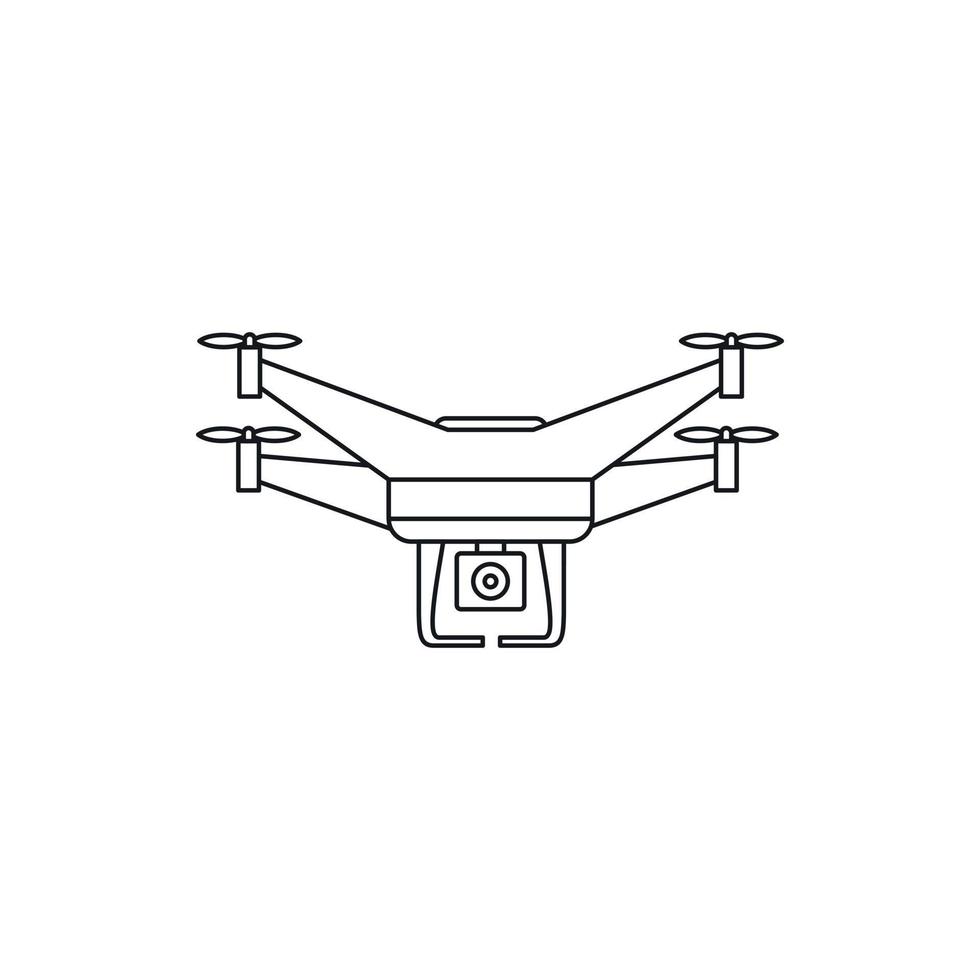 quadcopter Drönare med kamera ikon, översikt stil vektor