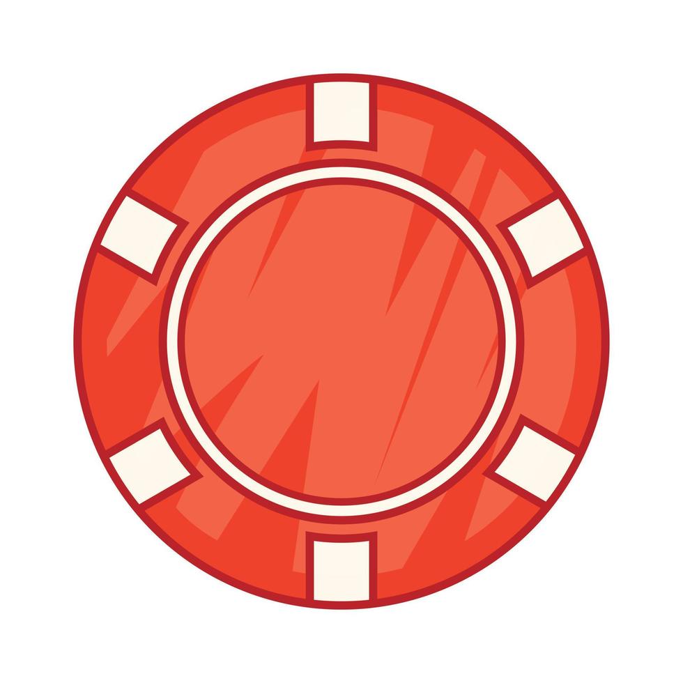 rotes Casino-Chip-Symbol, Cartoon-Stil vektor