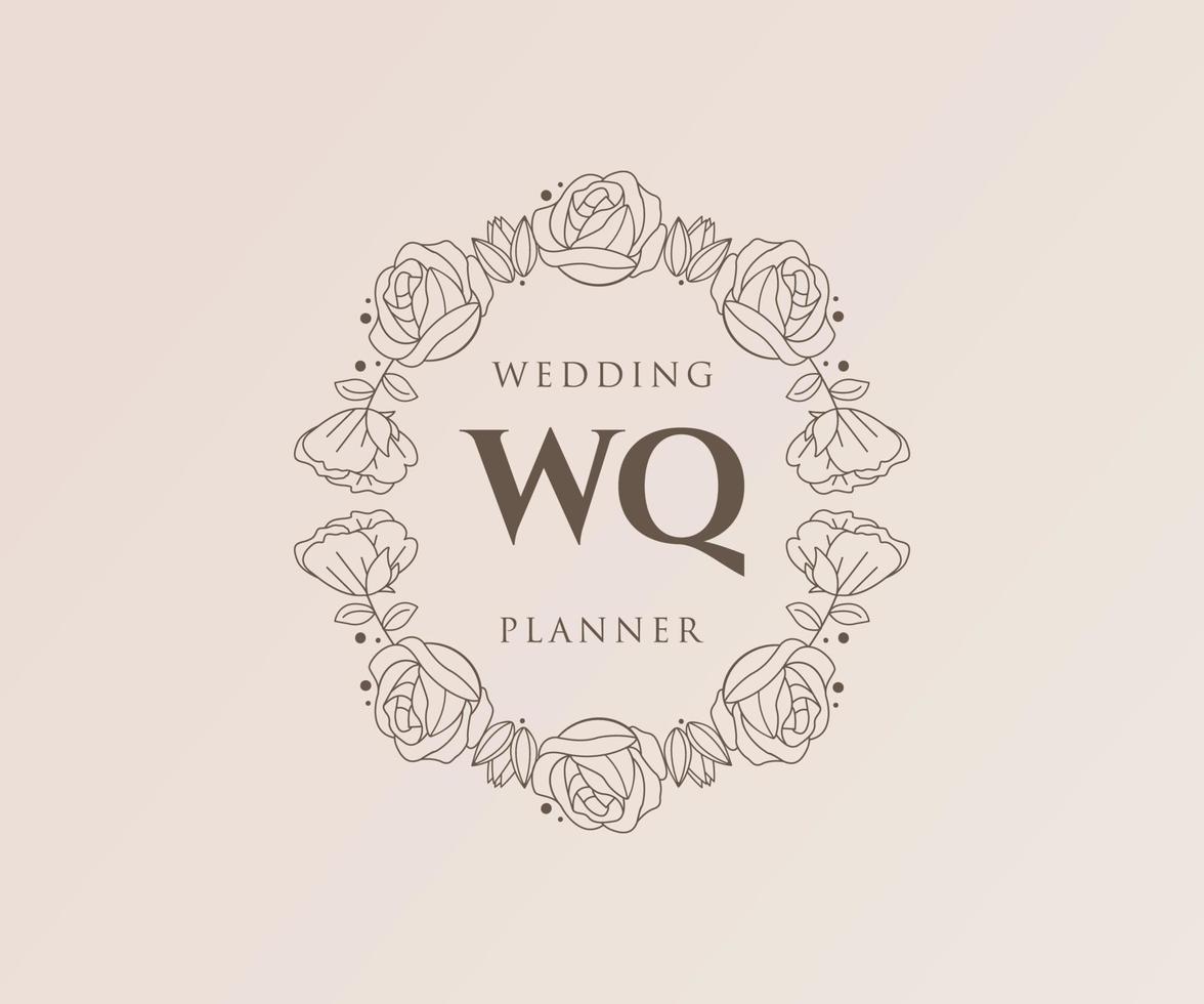wq initialer brev bröllop monogram logotyper samling, hand dragen modern minimalistisk och blommig mallar för inbjudan kort, spara de datum, elegant identitet för restaurang, boutique, Kafé i vektor