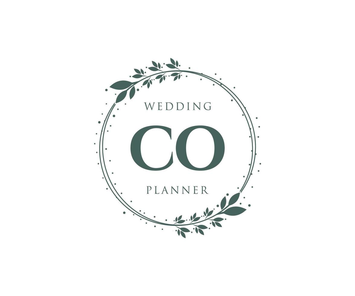 Co Initialen Brief Hochzeit Monogramm Logos Sammlung, handgezeichnete moderne minimalistische und florale Vorlagen für Einladungskarten, Save the Date, elegante Identität für Restaurant, Boutique, Café im Vektor