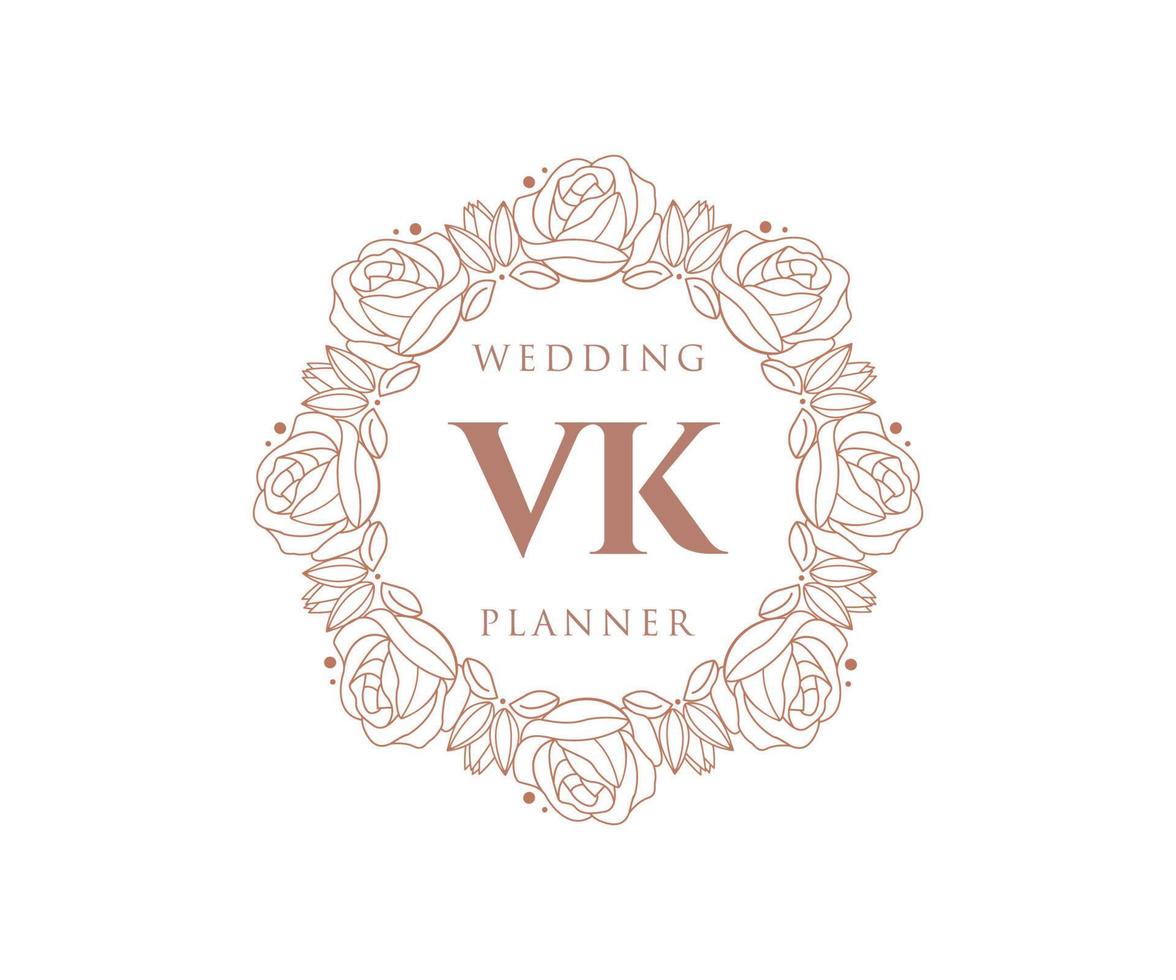 vk initialer brev bröllop monogram logotyper samling, hand dragen modern minimalistisk och blommig mallar för inbjudan kort, spara de datum, elegant identitet för restaurang, boutique, Kafé i vektor